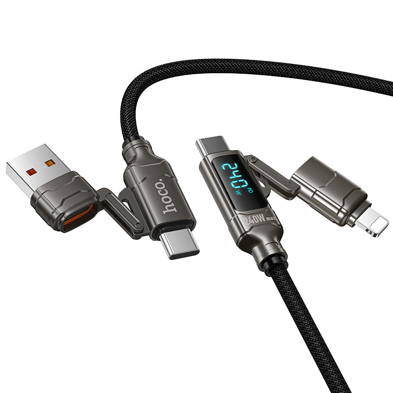 HD_SYNC:U152 Fortune 240W 4-in-1 charging data cable with display USB/C to iP/C