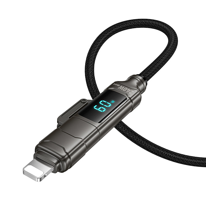 HD_SYNC:U152 Fortune 240W 4-in-1 charging data cable with display USB/C to iP/C