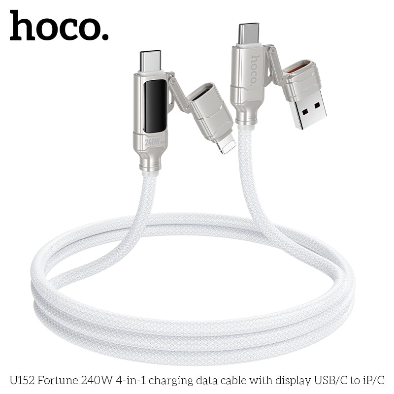 HD_SYNC:U152 Fortune 240W 4-in-1 charging data cable with display USB/C to iP/C