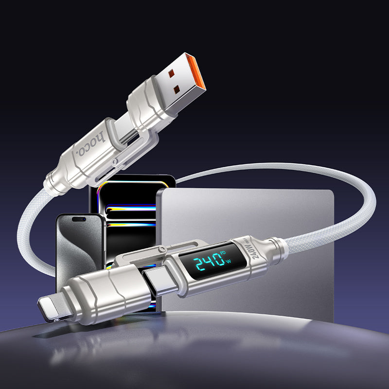 HD_SYNC:U152 Fortune 240W 4-in-1 charging data cable with display USB/C to iP/C