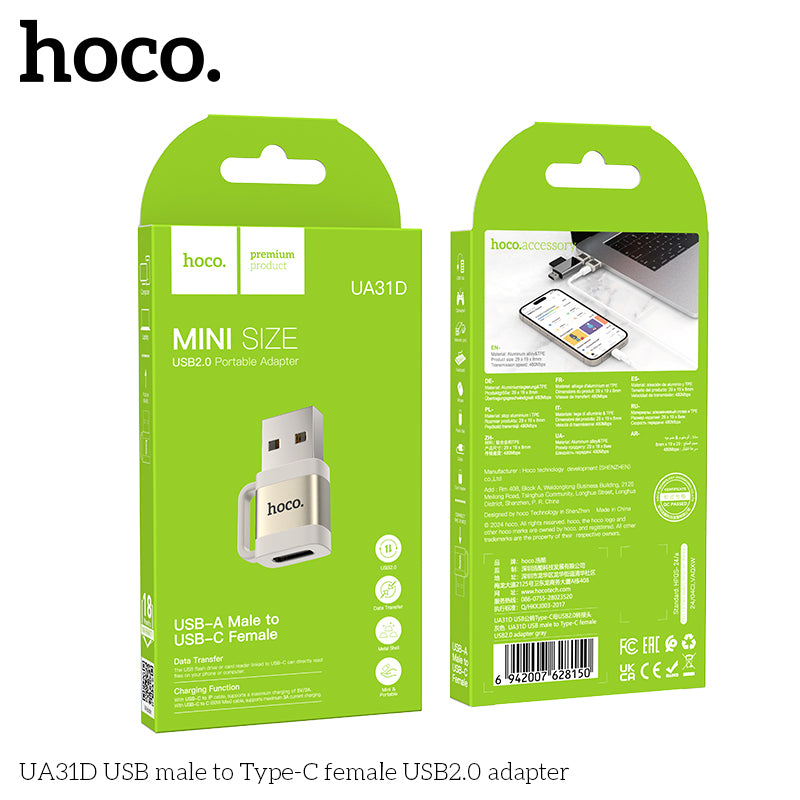 HD_SYNC:UA31D USB male to Type-C female USB2.0 adapter