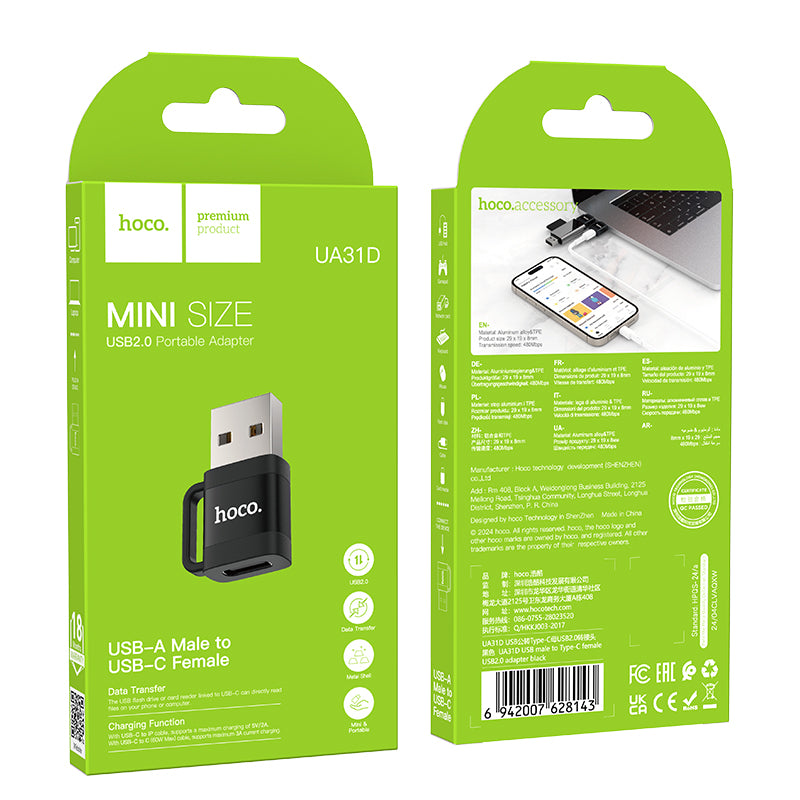 HD_SYNC:UA31D USB male to Type-C female USB2.0 adapter
