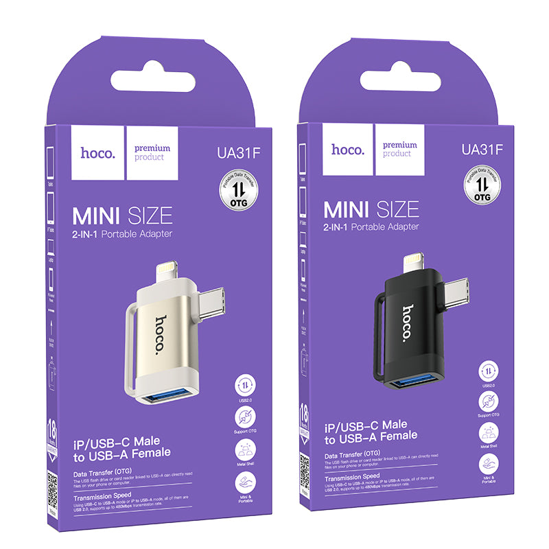 HD_SYNC:UA31F iP male/Type-C male to USB female OTG 2-in-1 adapter