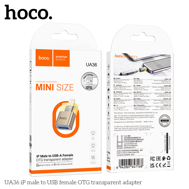 HD_SYNC:UA36 iP male to USB female OTG transparent adapter