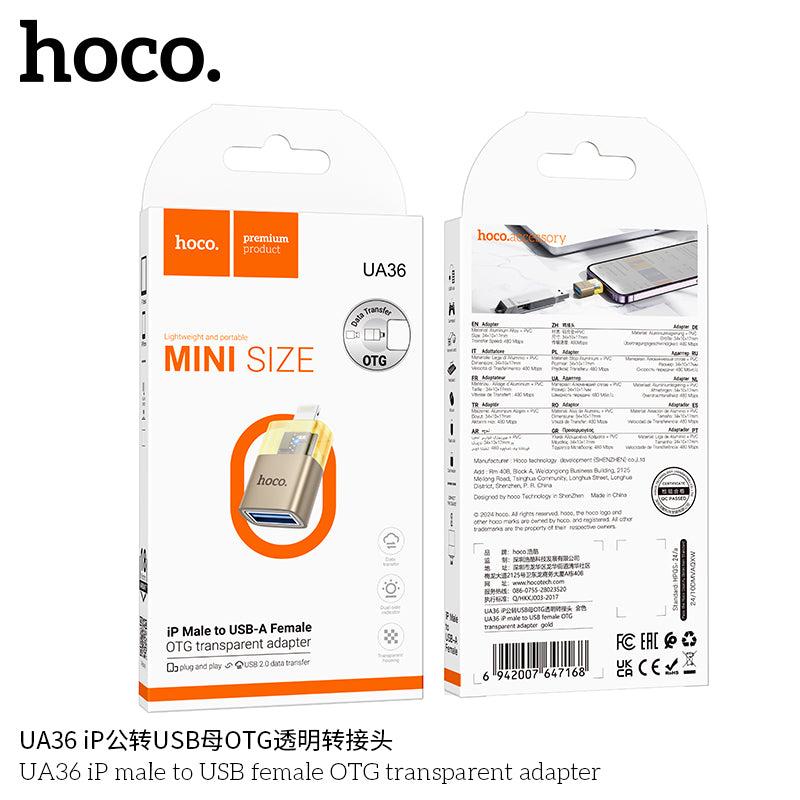 HD_SYNC:UA36 iP male to USB female OTG transparent adapter