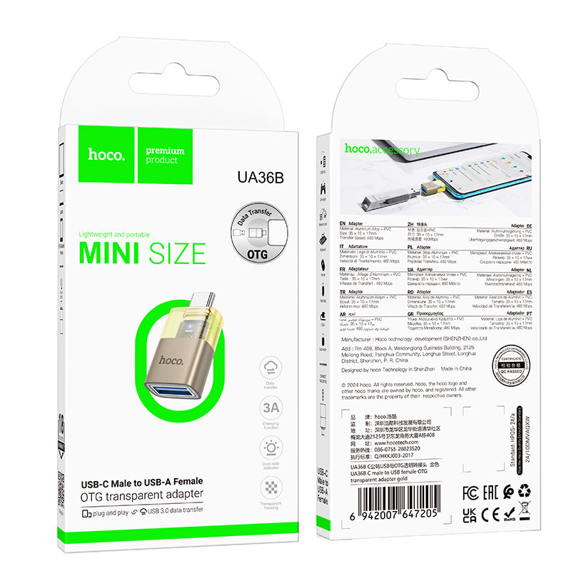HD_SYNC:UA36B C male to USB female OTG transparent adapter