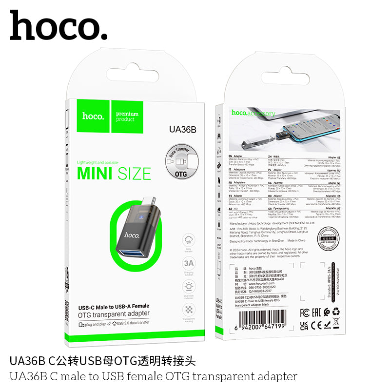 HD_SYNC:UA36B C male to USB female OTG transparent adapter