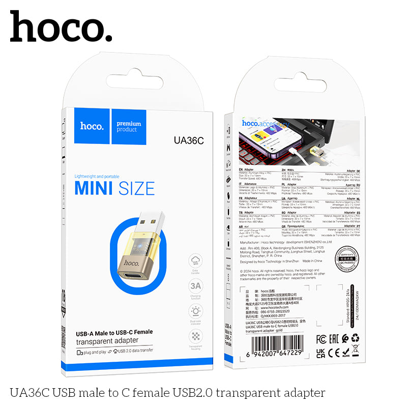 HD_SYNC:UA36C USB male to C female USB2.0 transparent adapter