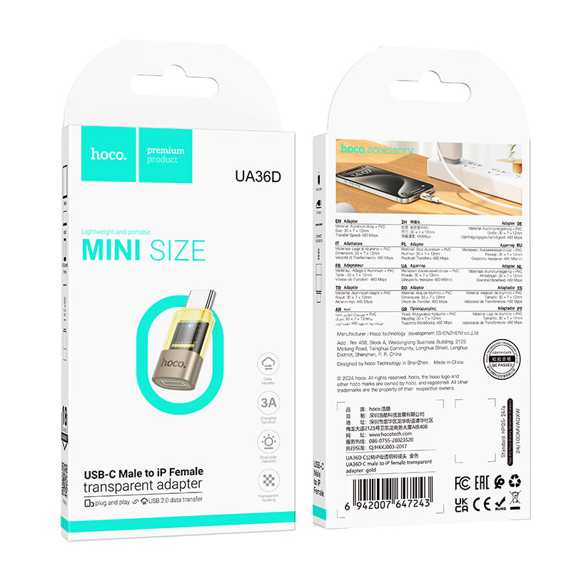 HD_SYNC:UA36D C male to iP female transparent adapter