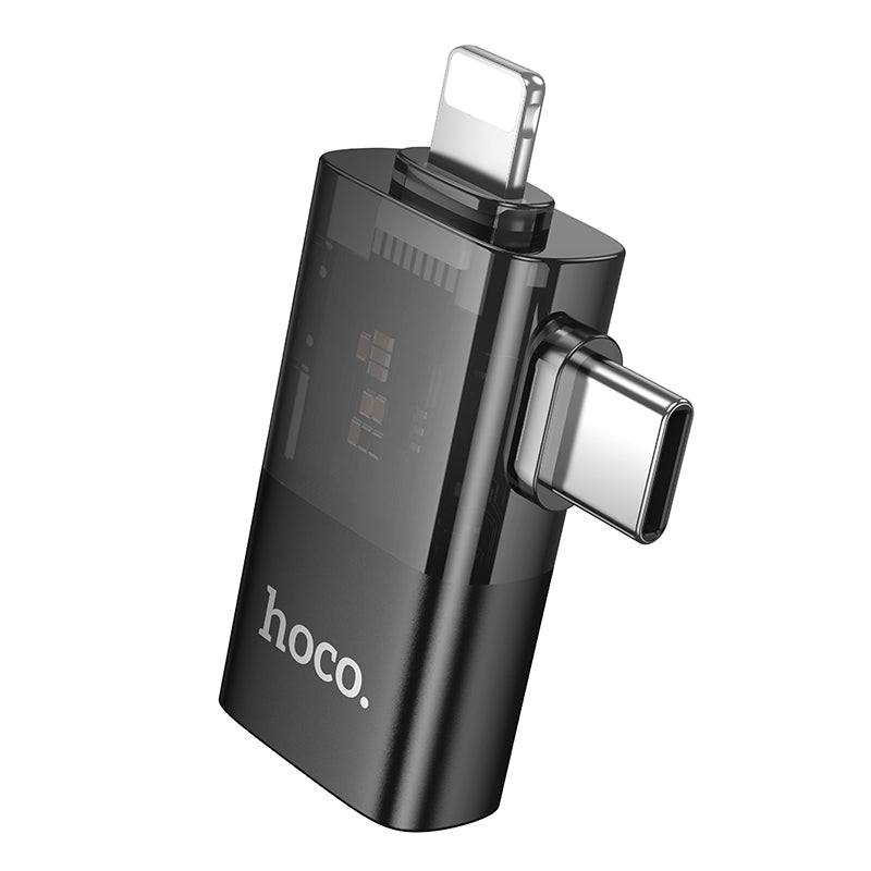 HD_SYNC:UA36E iP male/C male to USB female OTG 2-in-1 transparent adapter