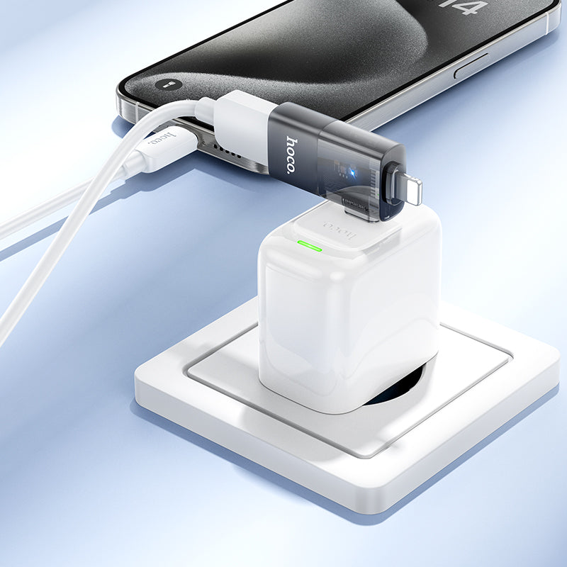 HD_SYNC:UA36E iP male/C male to USB female OTG 2-in-1 transparent adapter