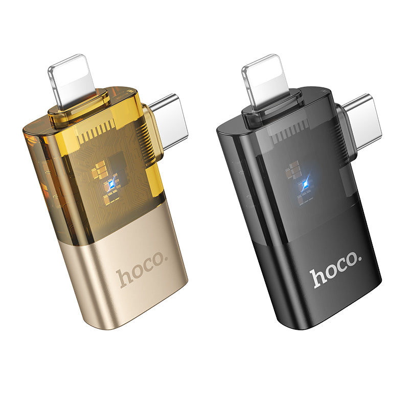 HD_SYNC:UA36E iP male/C male to USB female OTG 2-in-1 transparent adapter
