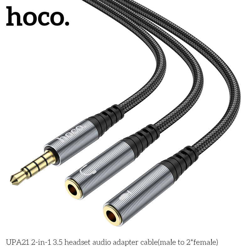 HD_SYNC:UPA21 2-in-1 3.5 headset audio adapter cable(male to 2*female)