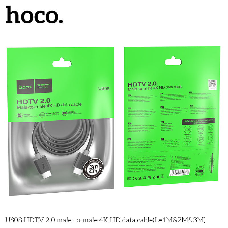 HD_SYNC:US08 HDTV 2.0 male-to-male 4K HD data cable(L=3M)
