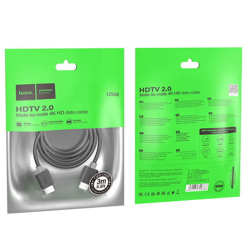 HD_SYNC:US08 HDTV 2.0 male-to-male 4K HD data cable(L=1M)