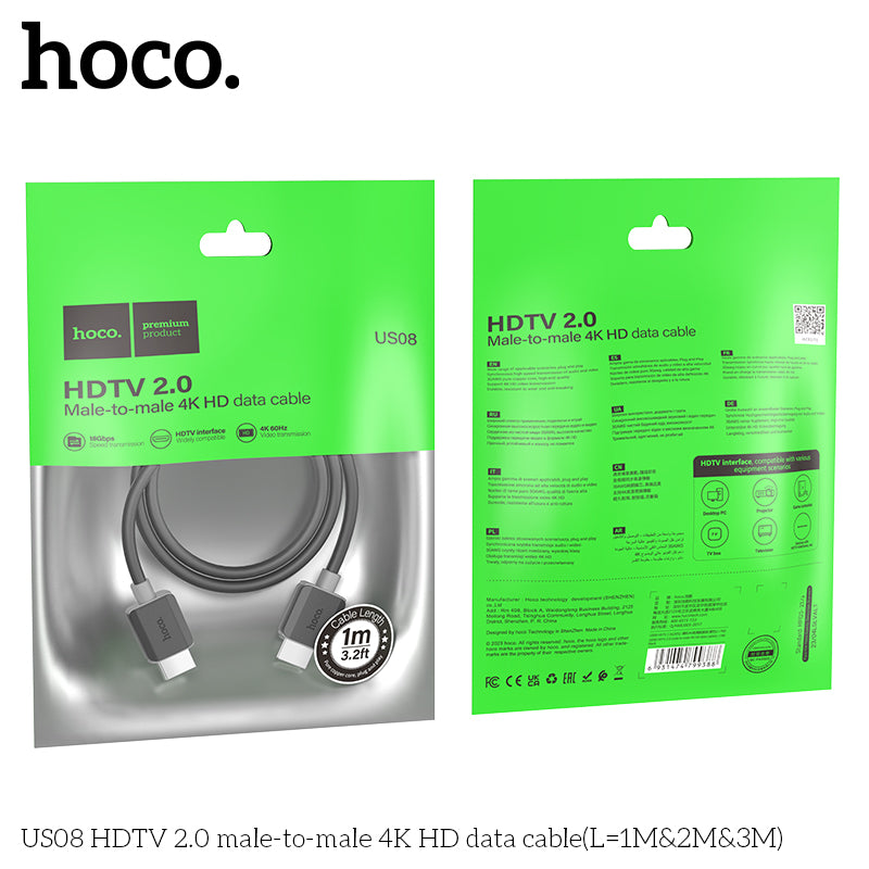 HD_SYNC:US08 HDTV 2.0 male-to-male 4K HD data cable(L=2M)