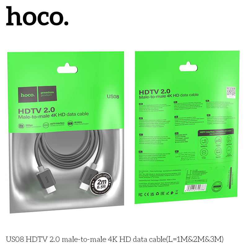 HD_SYNC:US08 HDTV 2.0 male-to-male 4K HD data cable(L=2M)