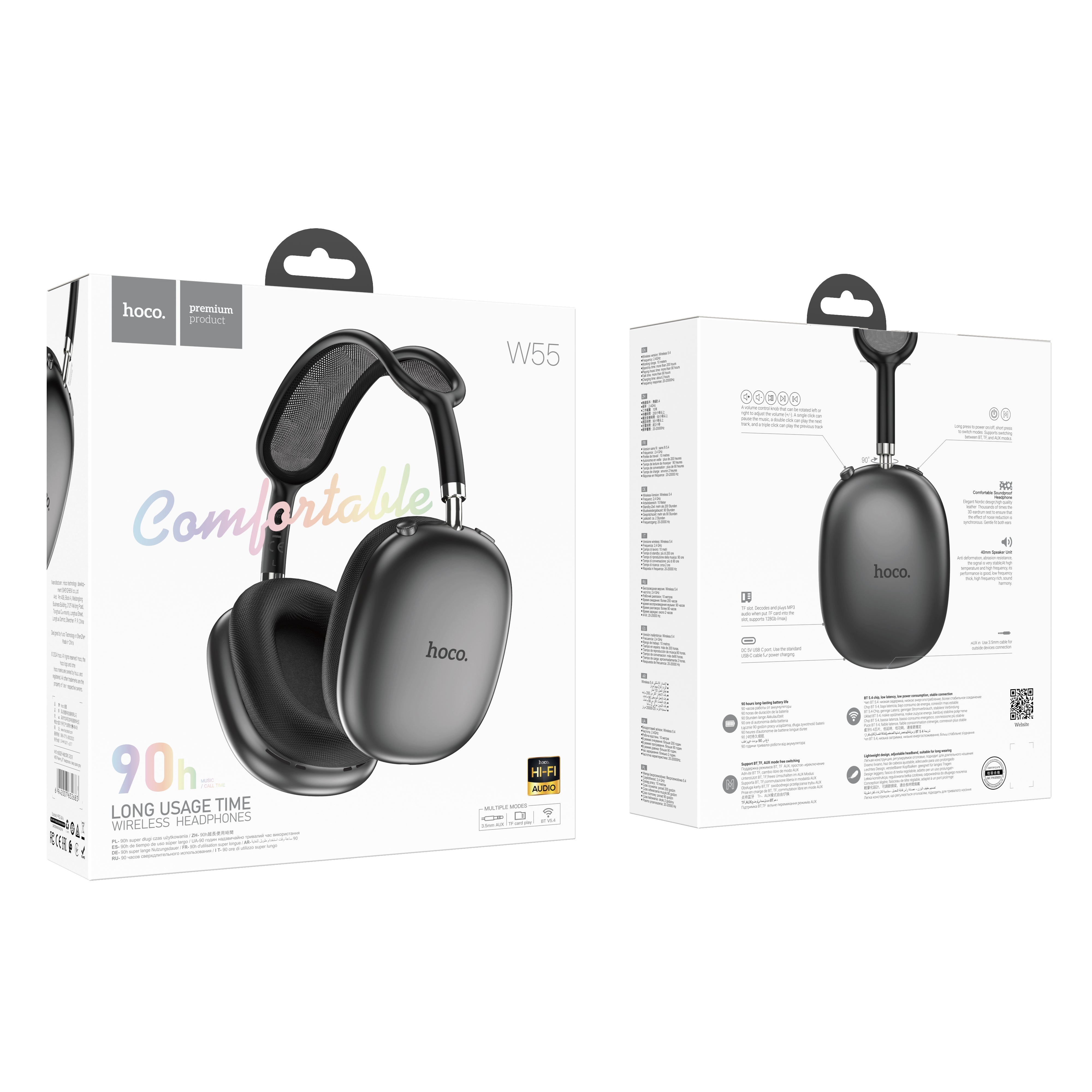 HD_SYNC:W55 Plus Happiness ANC noise reduction BT headphones