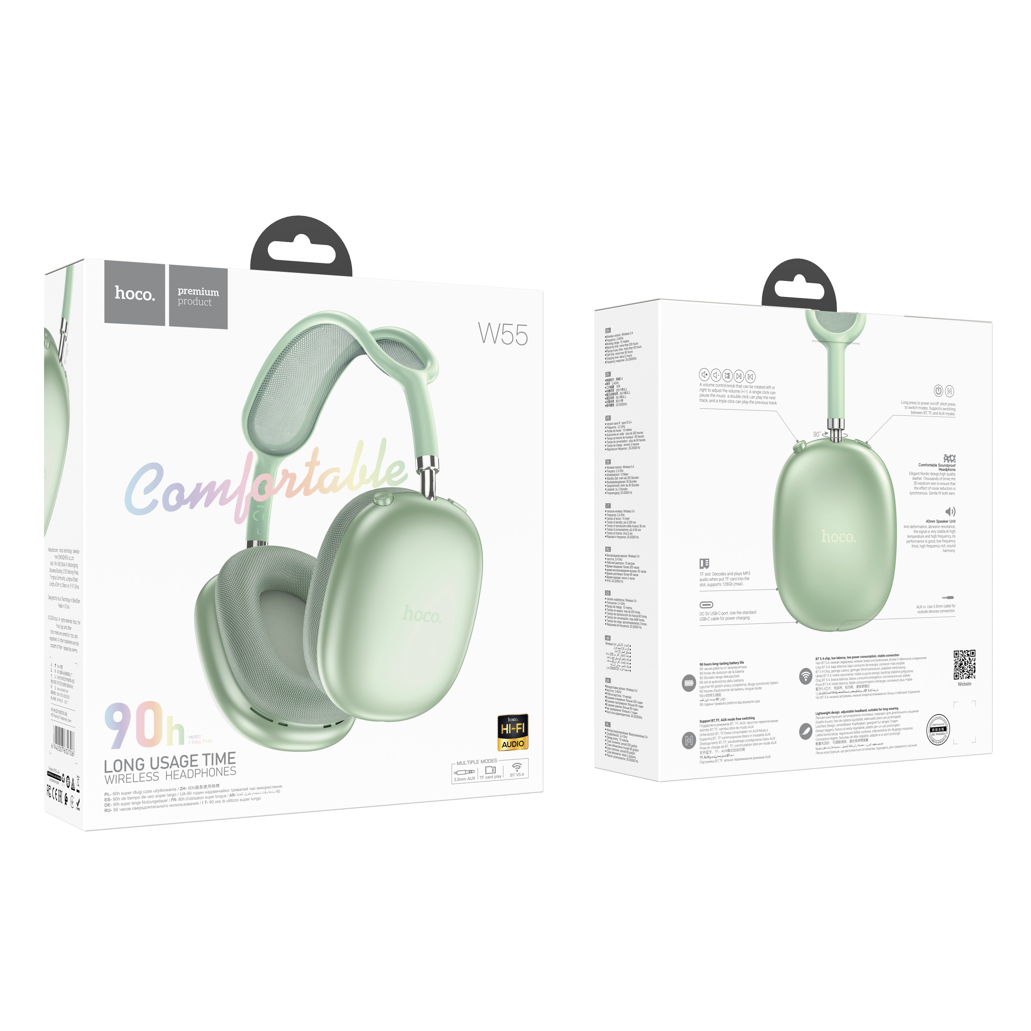 HD_SYNC:W55 Plus Happiness ANC noise reduction BT headphones