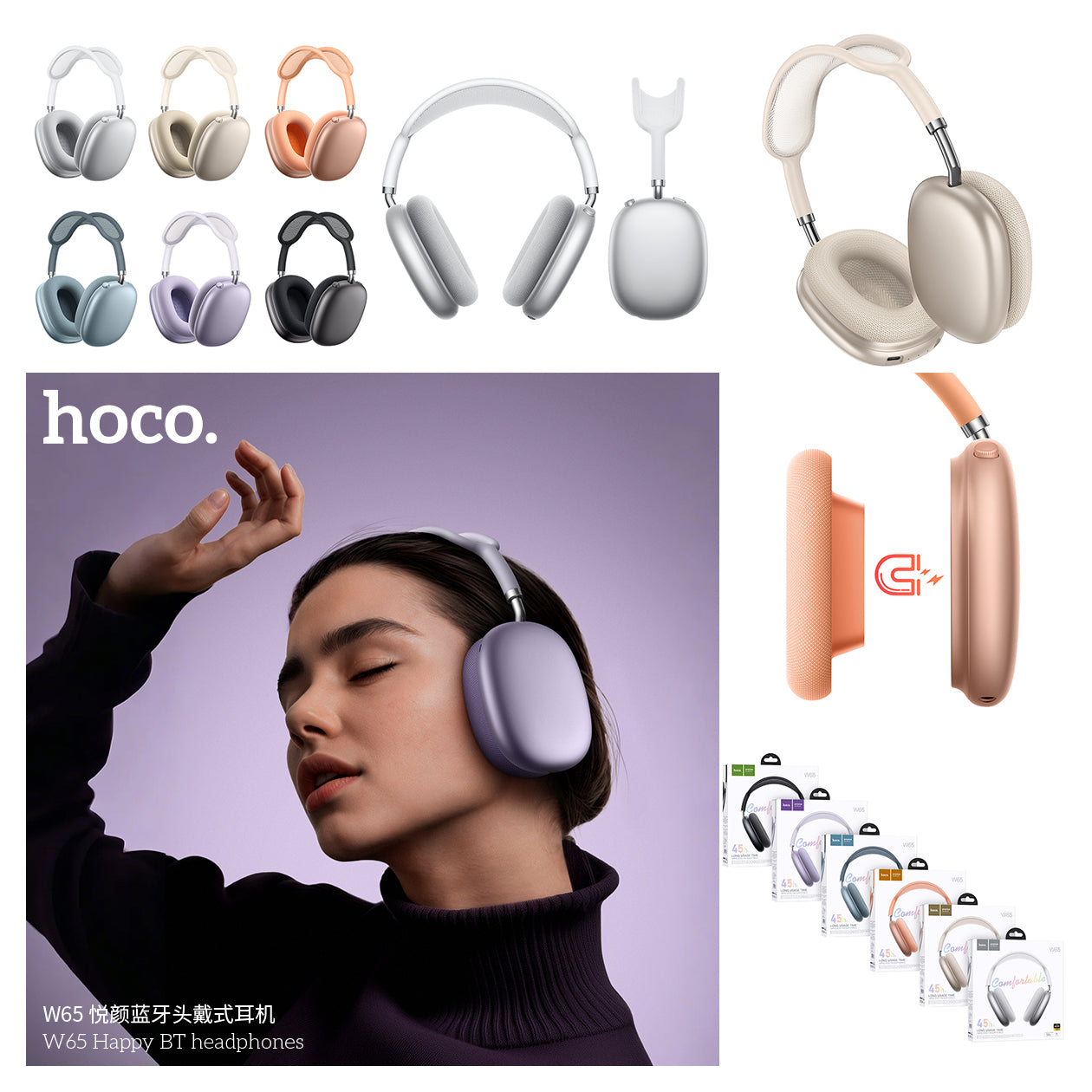 HD_SYNC:W65 Plus Happy ANC BT headphones