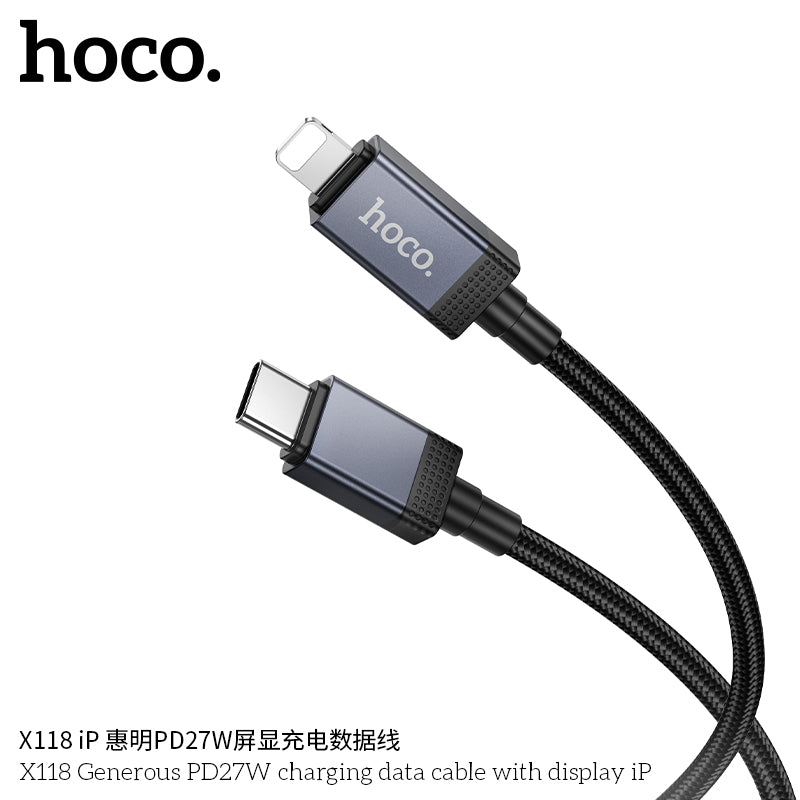 HD_SYNC:X118 Generous 5A charging data cable with display Type-C