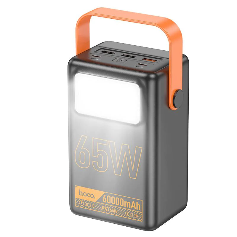 Hoco J110A 60000mAh 65W Powermaster Power Bank With LED Lamp - Black