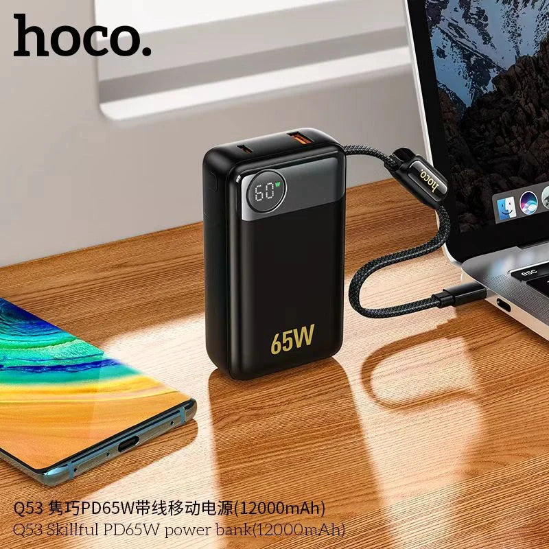 Hoco 12000mAh, PD65W Skillfull USB-C Powerbank - Q53