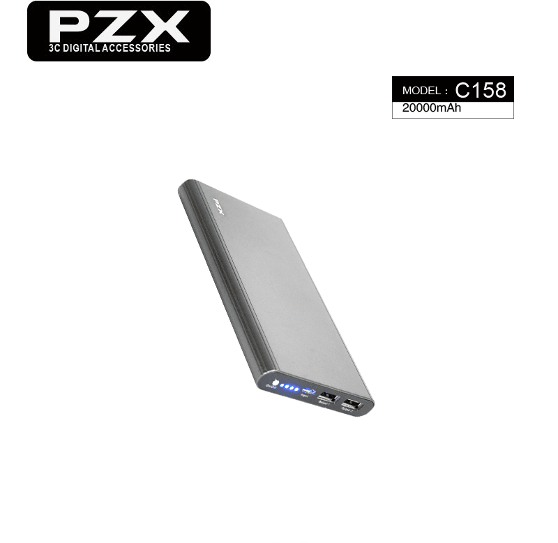 Pzx C158 Metal 20000mAh Power Bank