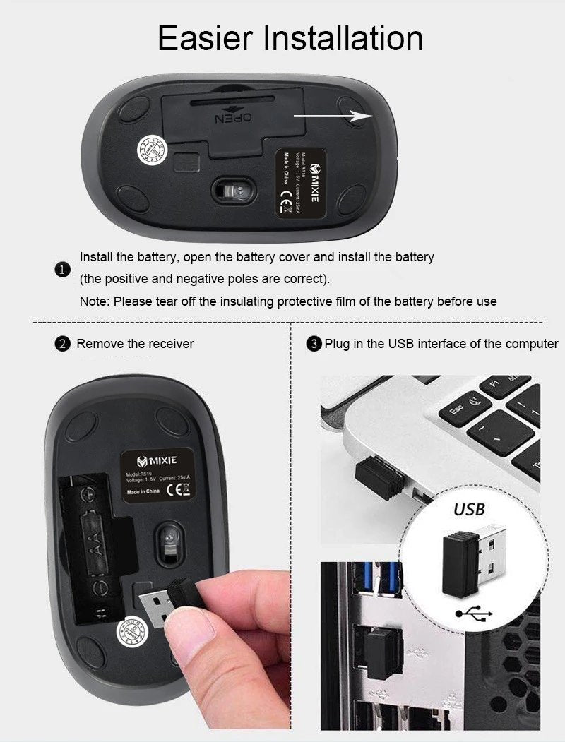 MIXIE R516 Wireless Mouse 2.4G Wireless Lightweight Power Saving Mouse Office Business Working Mouse