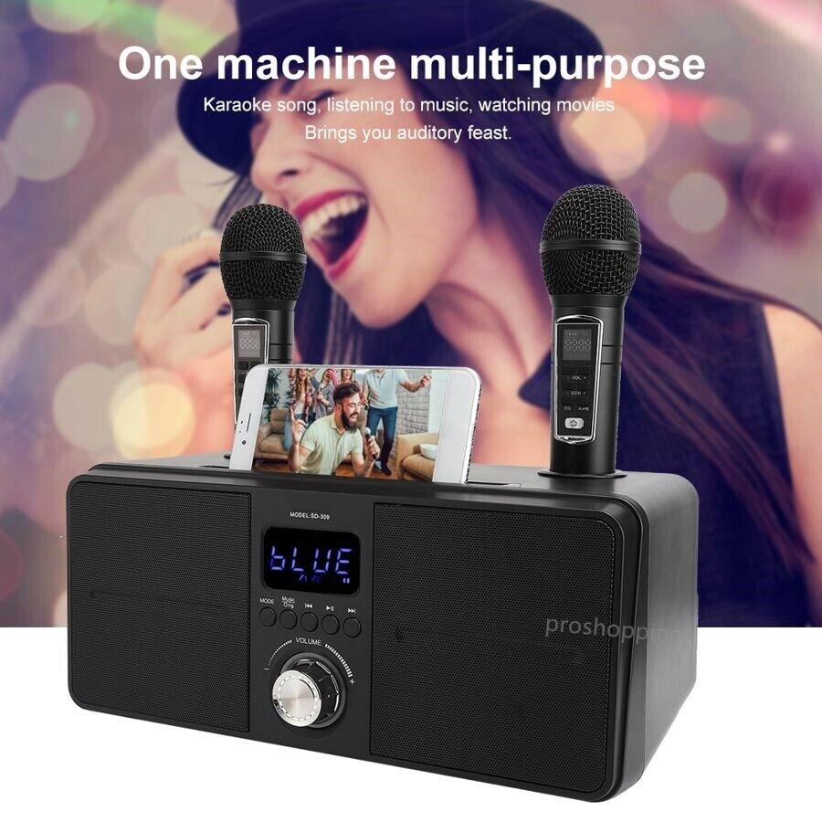 Wireless Bluetooth Karaoke 2PCS Microphone Speaker Handheld Mic Portable Singing