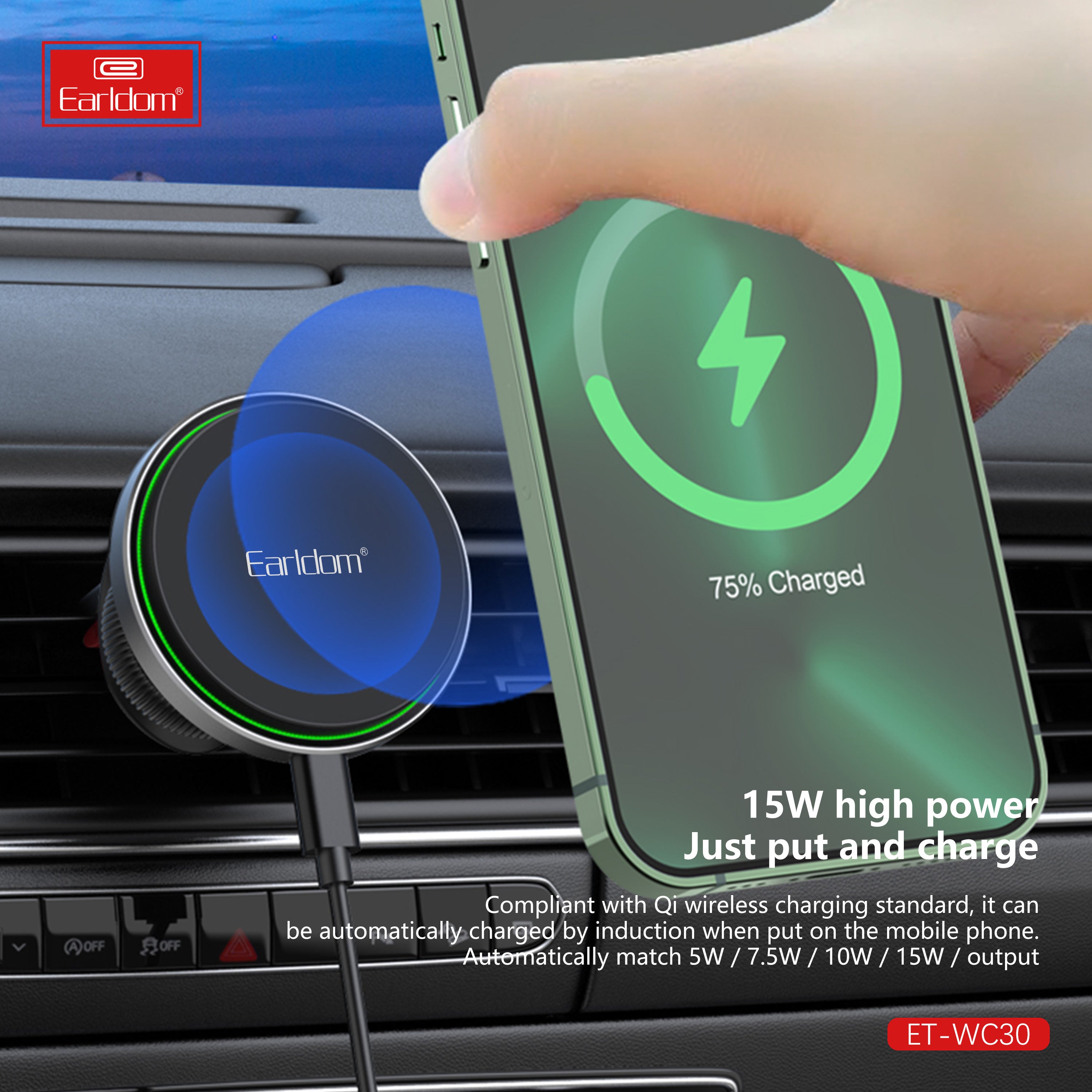 Airvent Dashboard Car Wireless Charger Meganetic