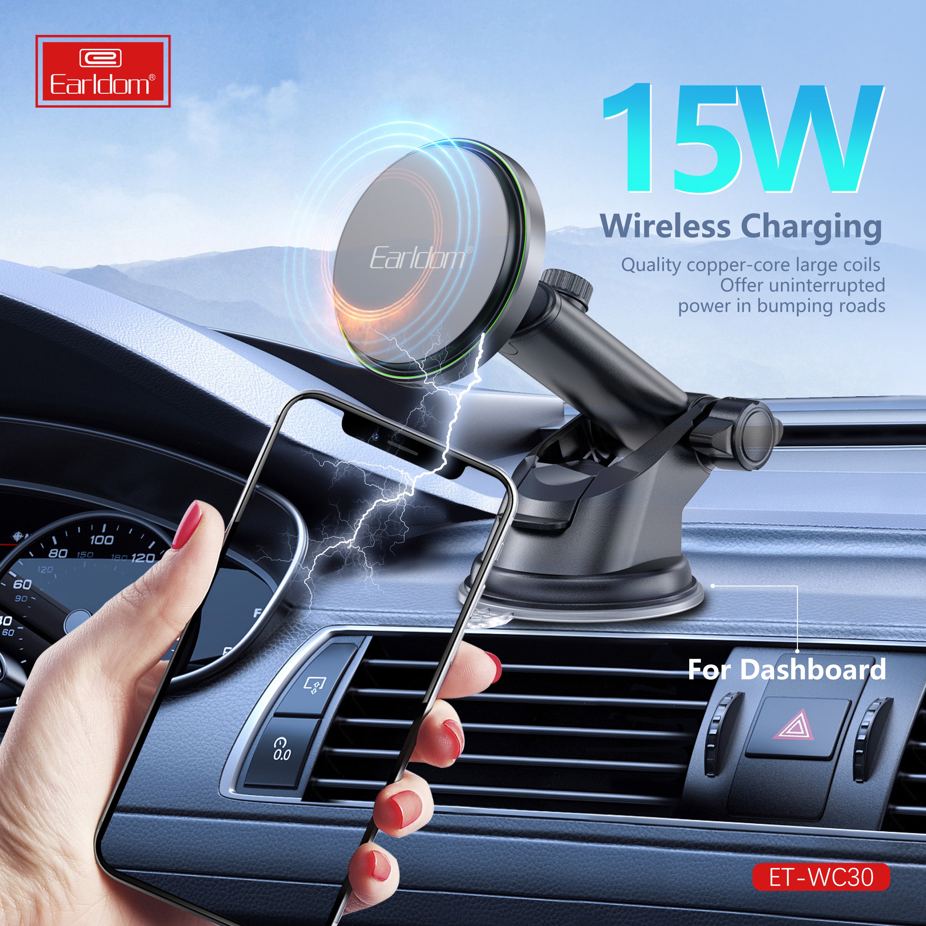 Airvent Dashboard Car Wireless Charger Meganetic
