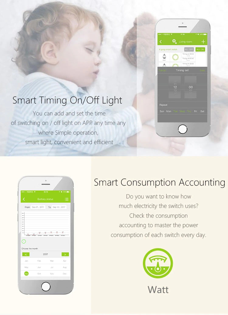 Tuya Smart Light Switch WiFi 2 Gang Wireless Touch Sensor Remote Control