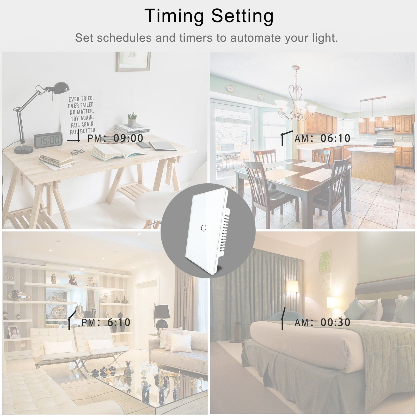 Tuya Smart Light Switch WiFi 2 Gang Wireless Touch Sensor Remote Control