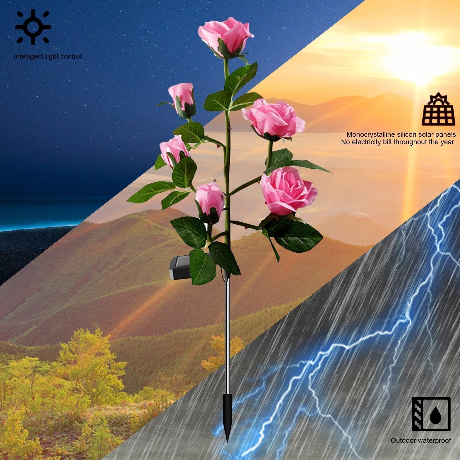 Solar Rose Light Lamp yellow Rose Flower
