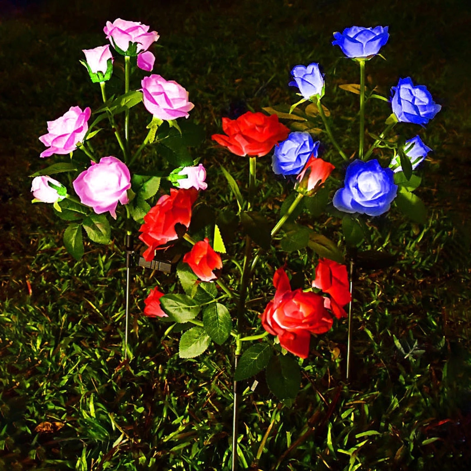 Solar Rose Light Flower Lights Lamp Red Rose