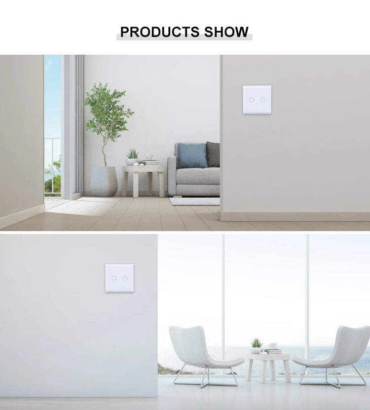 Tuya Smart Light Switch WiFi 2 Gang Wireless Touch Sensor Remote Control