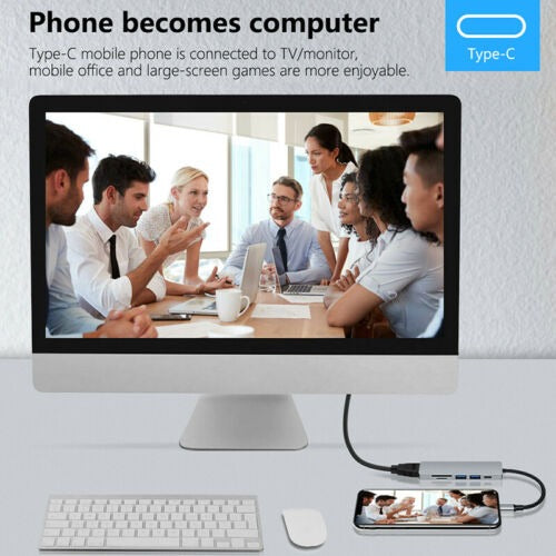 6 in 1 USB C Type C HD Output 4K HDMI USB 3.0 HUB Adapter For Air/Pro MacBook